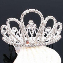 Fashion metal silver plated crystal tiara hair barrette